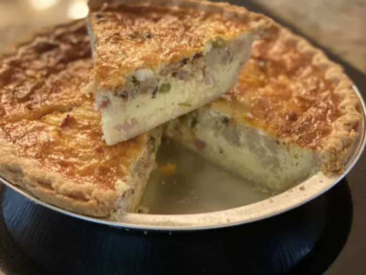 Roasted Veggies Ham Quiche