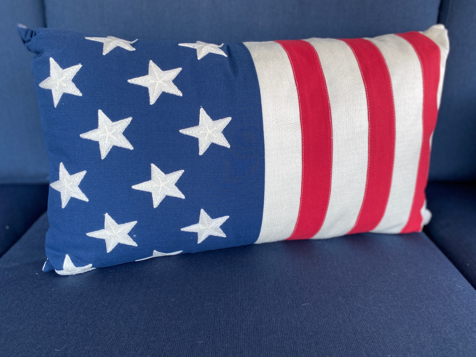 red white and blue pillow