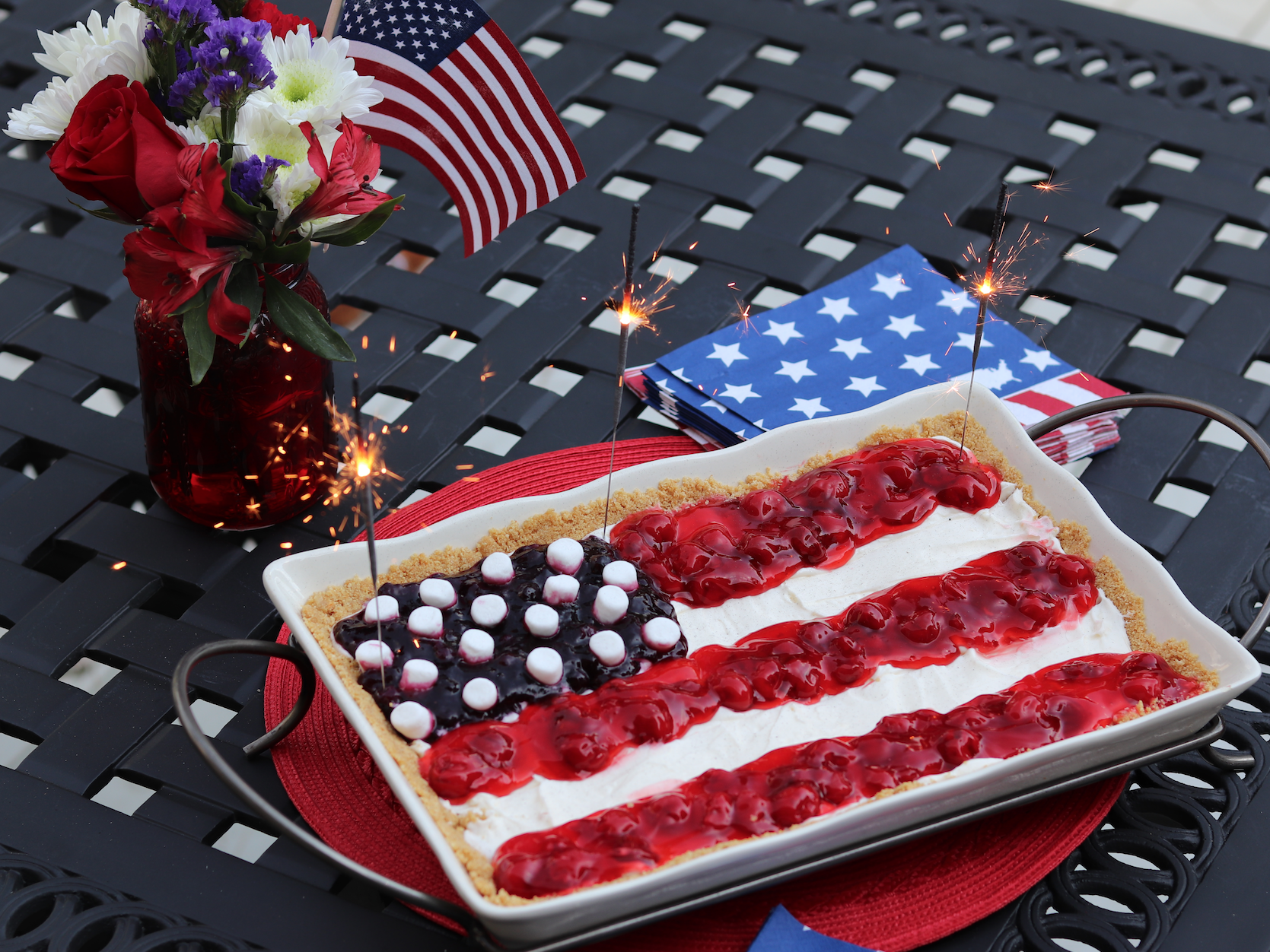 red white and blue cake dessert