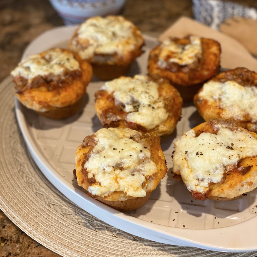 lasagna pizza cups recipe card