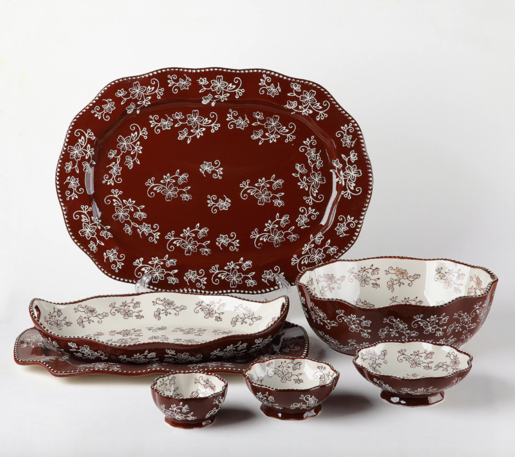 floral lace nested serving set