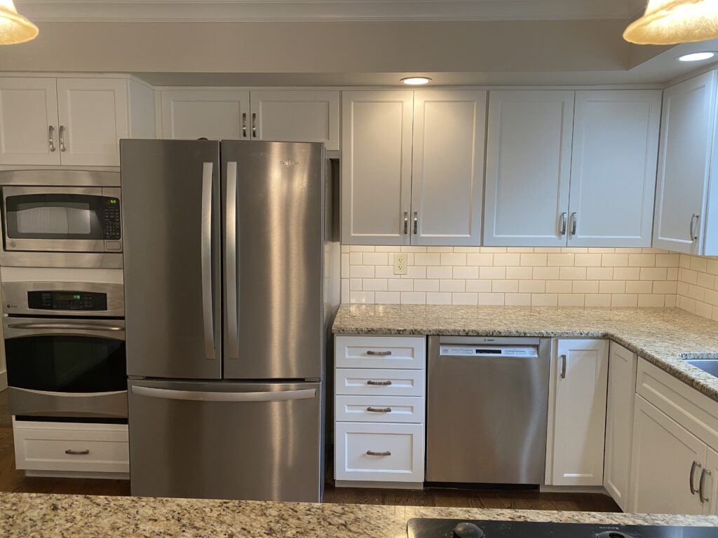 Kitchen with painted cabinets