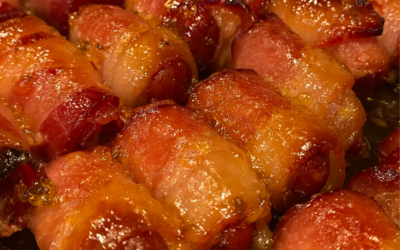 Candied Bacon-Wrapped Little Smokies