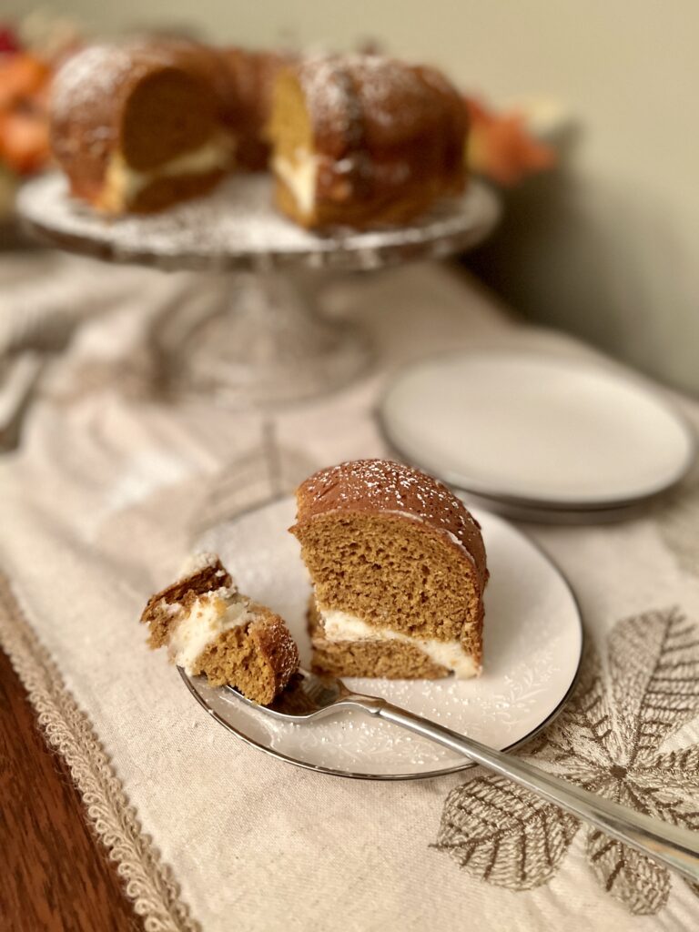 Pumpkin Cream Cheese Swirl Cake