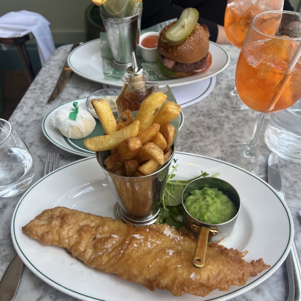 Fish and chips and an irish burger in ireland