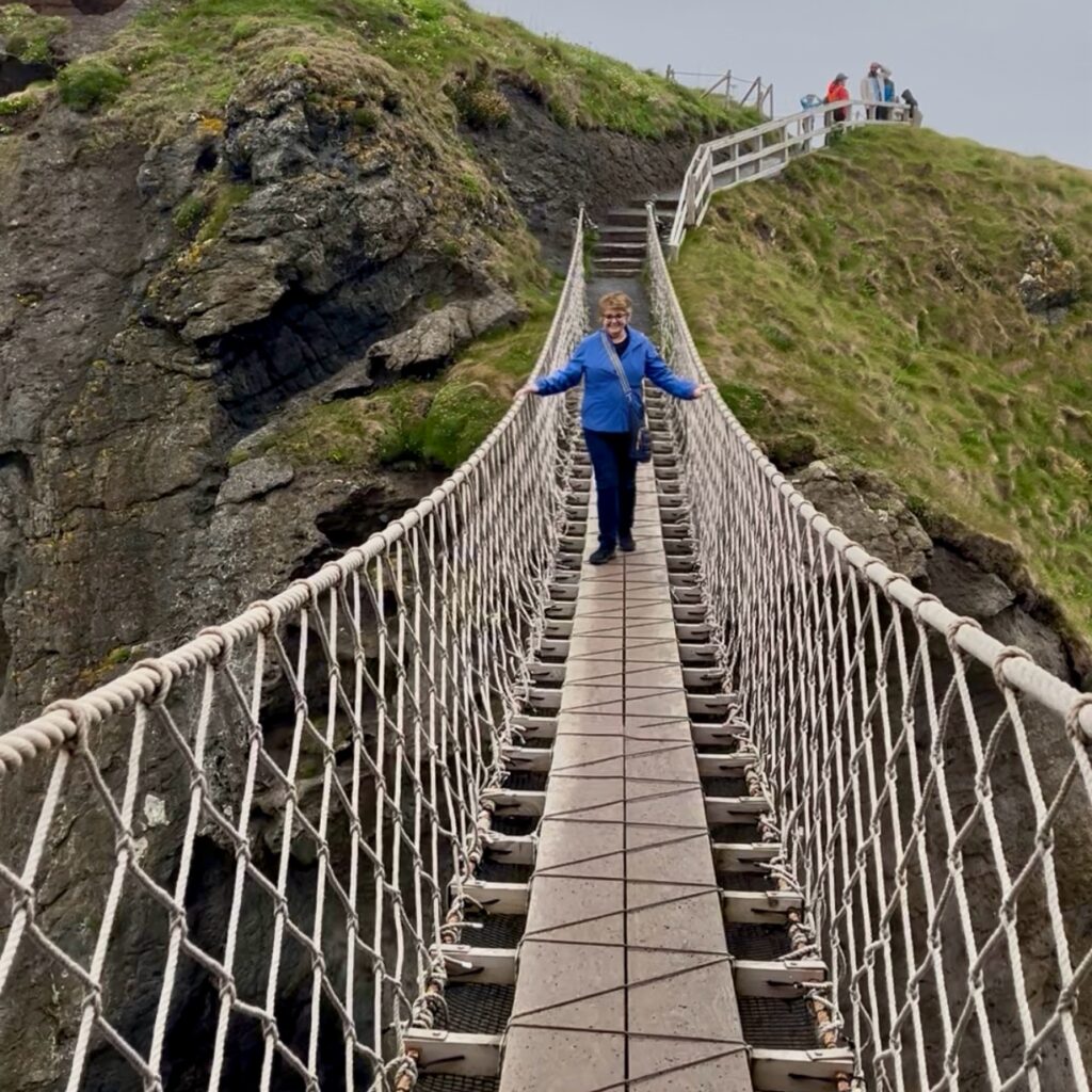 Crossing the carrick a rede bridge in Northern Ireland